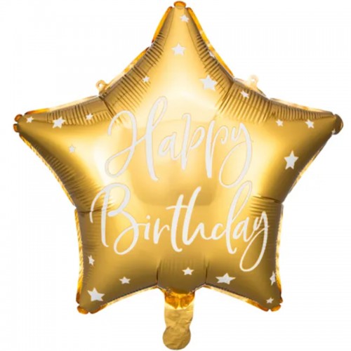 Balão Estrela Dourado Happy Birthday